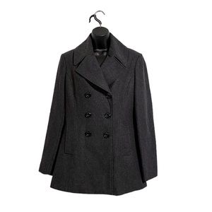 Black Rivet Charcoal Wool Blend Double Breasted Pea Coat Sz M